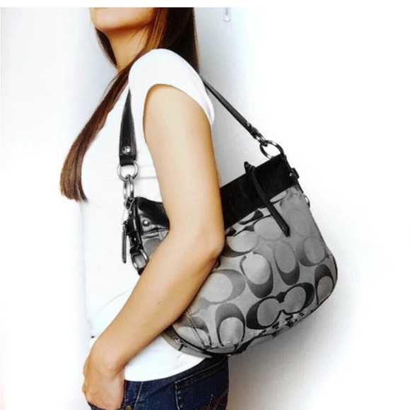 Coach Handbags - Coach Zoe hobo bag in a black and grey signature canvas OS